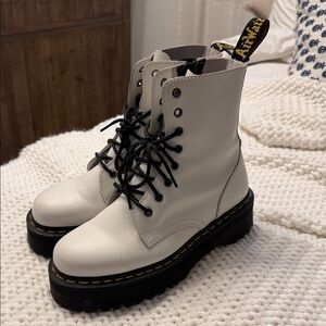 Dr. Martens Off-White Combat Boots with Black Laces